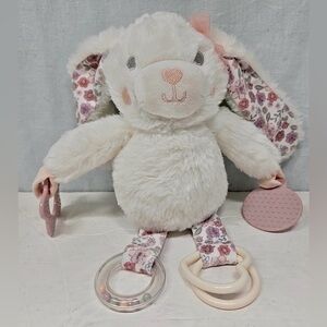 Floral Plush Bunny Toy with Teething Rings